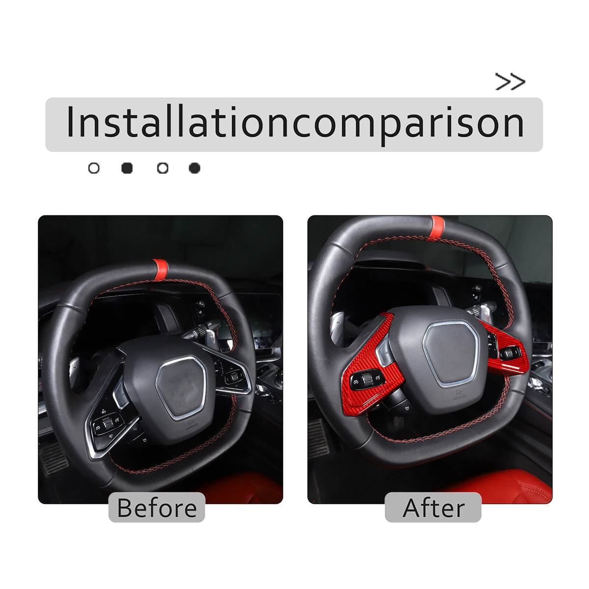 Real Carbon Fiber Steering Wheel Button Trim Cover For Corvette C8 2020-2026 - Variants 1-5 23