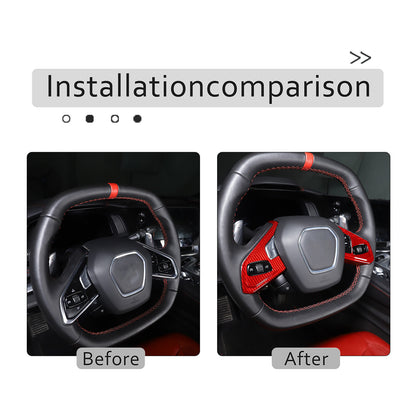 Real Carbon Fiber Steering Wheel Button Trim Cover For Corvette C8 2020-2026 - Variants 1-5 23