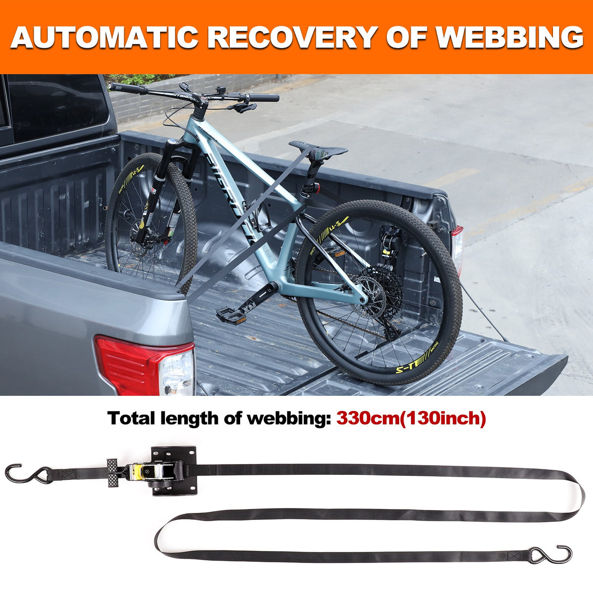 Carbon Steel Truck Bed Tie Down Ratchet Strap For Nissan Titan 2016-2023 17