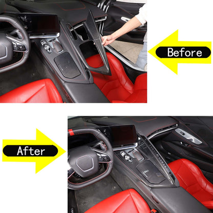Real Dry Carbon Fiber Interior Center Console Trim Cover For 2020-25 Corvette C8 2