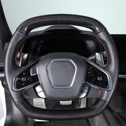Real Carbon Fiber Steering Wheel Top Handle Cover Trim For C8 Corvette 2020-26 5