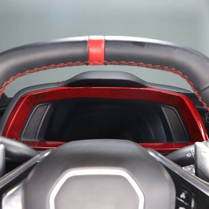 Red Real Carbon Fiber Dashboard Frame Speedmeter Trim For Corvette C8 20-25 6