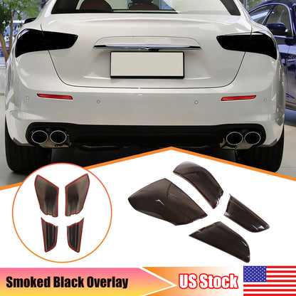 Smoked Rear Tail Light Guard Cover Trim For Maserati Ghibli 2021-24 US 1