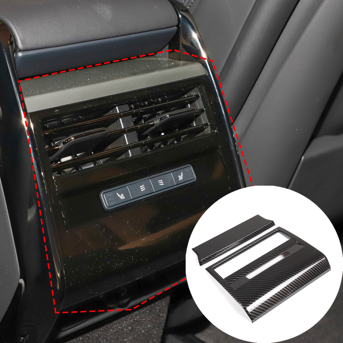 ABS Carbon Interior Rear Air Vent Cover Trim Set For Range Rover Sport 23-24 15