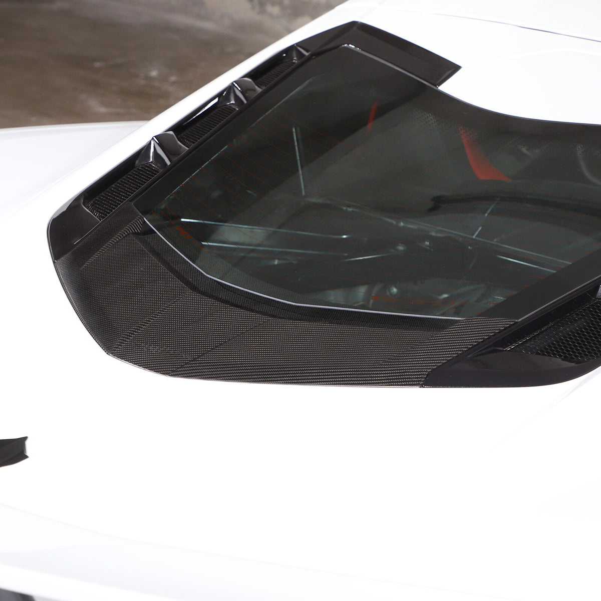Real Carbon Fiber Rear Window Lower Trim Cover Set For 2020-26 C8 Corvette Coupe 22
