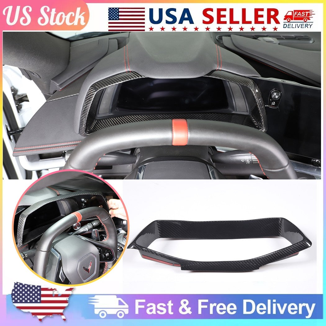 Real Carbon Fiber Dashboard Instrument Panel Trim For Corvette C8 2020-2025 1