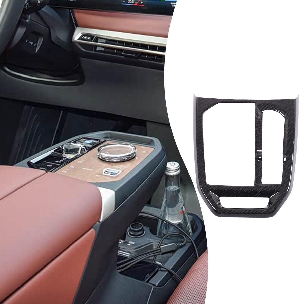 Real Carbon Fiber Center Console Gear Shift Frame Trim For BMW iX I20 2022-2024 8