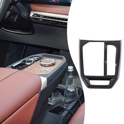Real Carbon Fiber Center Console Gear Shift Frame Trim For BMW iX I20 2022-2024 8