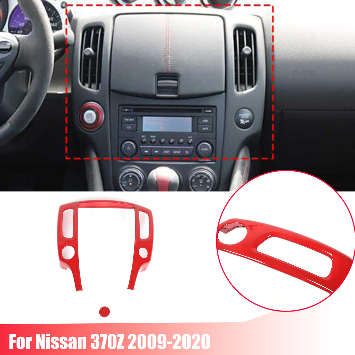 Red ABS Center Console Air Outlet Panel Frame Trim For Nissan 370Z Z34 2009-20 1