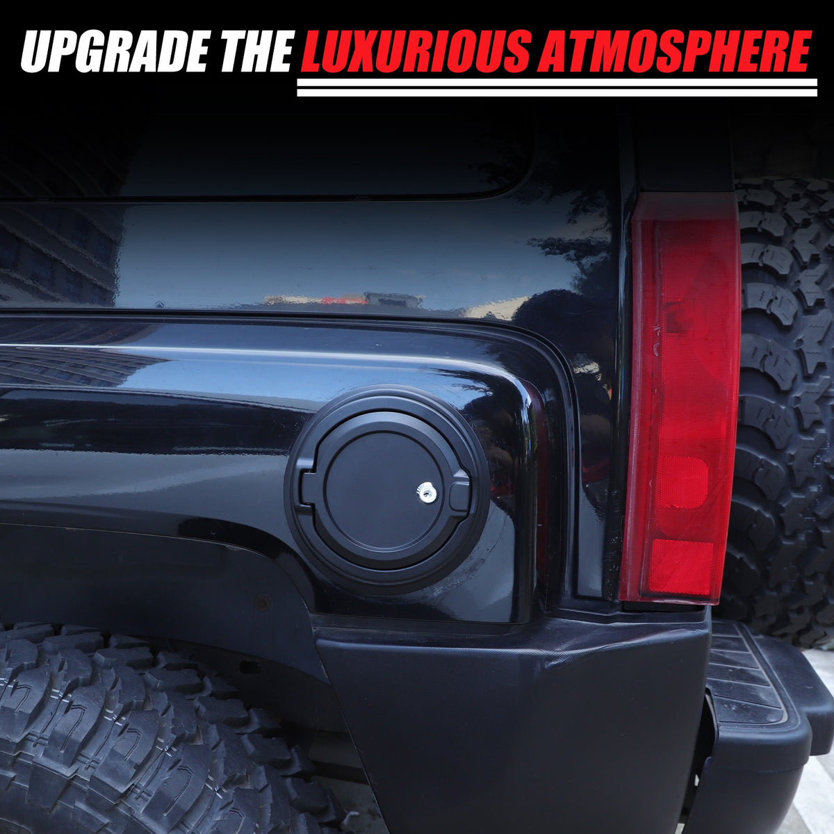 ABS+Aluminum Fuel Tank Lock Cover Trim Cap For Hummer H3 2005-2009 21