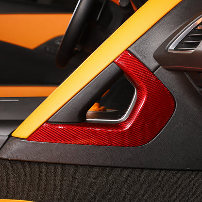Red Real Carbon Fiber Co-pilot center Grab Handle Trim For Corvette C7 14-19 7