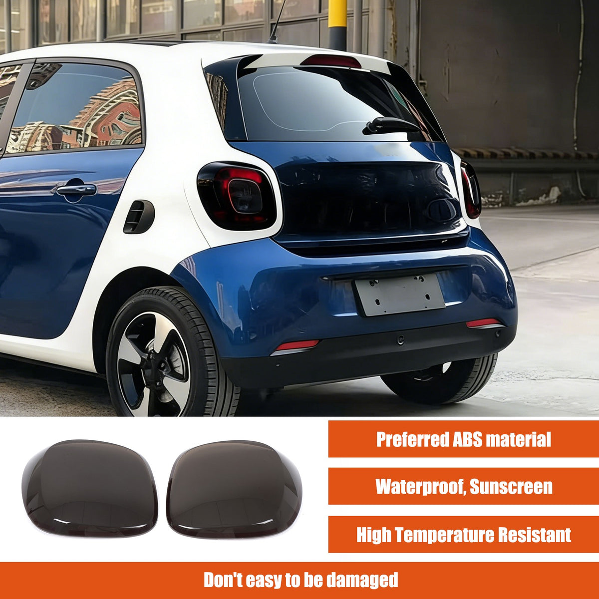 Smoked Black ABS Tail Light Smoke Housing Cover Trim For Benz Smart Fortwo 16-19 17