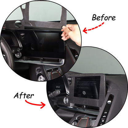 Real Carbon Fiber Dashboard Navigation Srceen Frame Trim For Corvette C8 2020-25 19