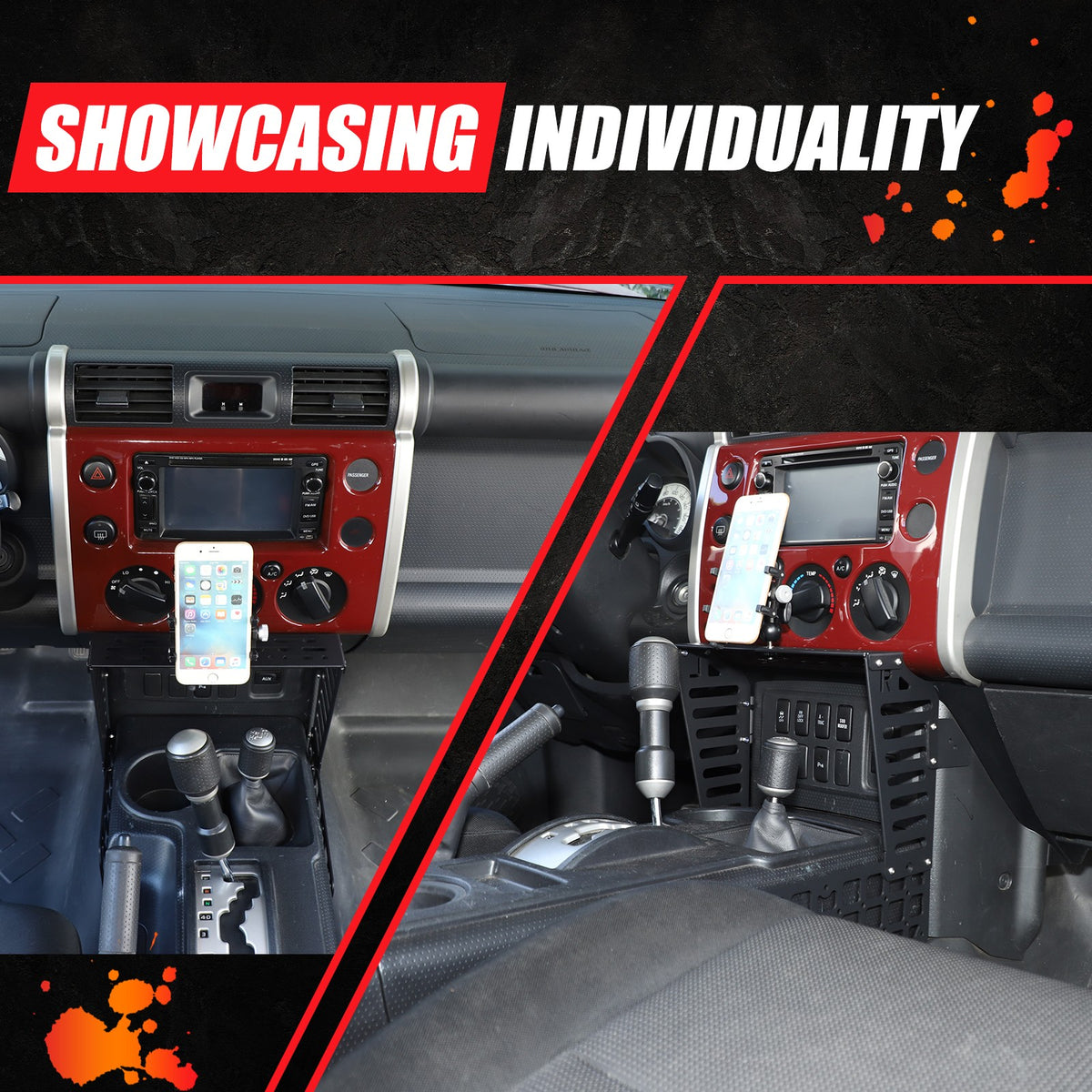 Off Road Center Console Molle Panel Device Mount For Toyota FJ Cruiser 07-21 13