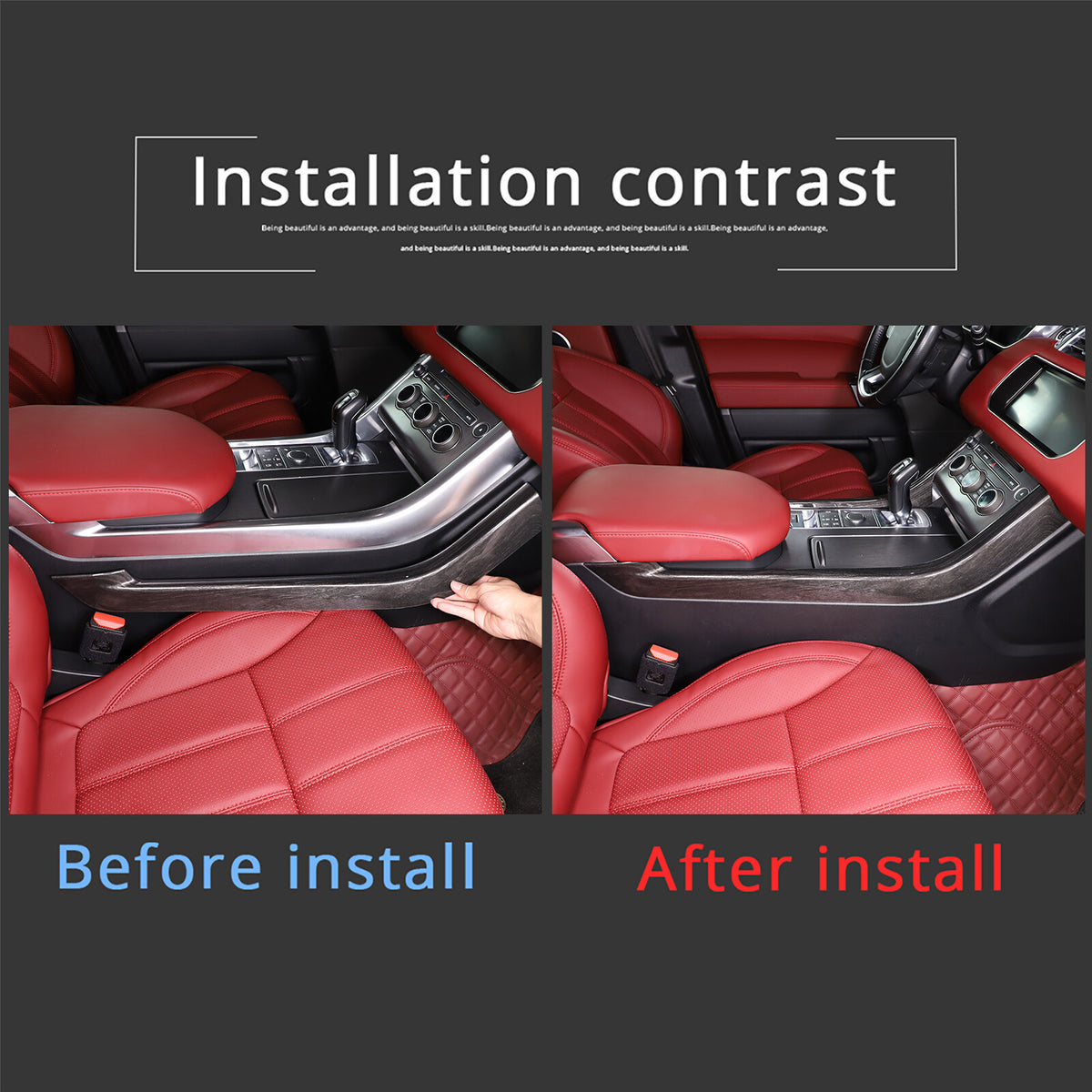 Black Grain Console Side Trim Strip Cover For Range Rover Sport 2014-2022 3