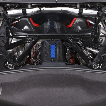 Blue Alloy Car Engine Center Patch Cover Decorate Trim For Corvette C8 2020-26 3