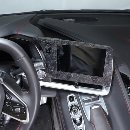 Forged Real Carbon Fiber Dashboard Navigation Srceen Frame Trim For Corvette C8 13
