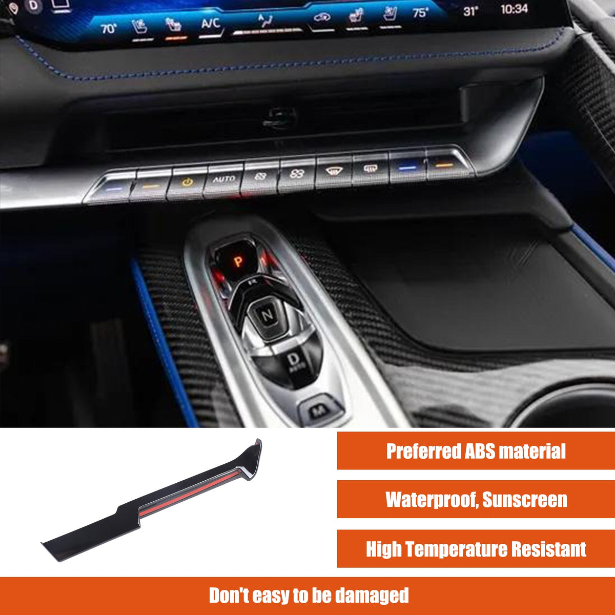 Glossy Piano Black Center Console Air Vent Trim Cover For Corvette C8 2026+ 4