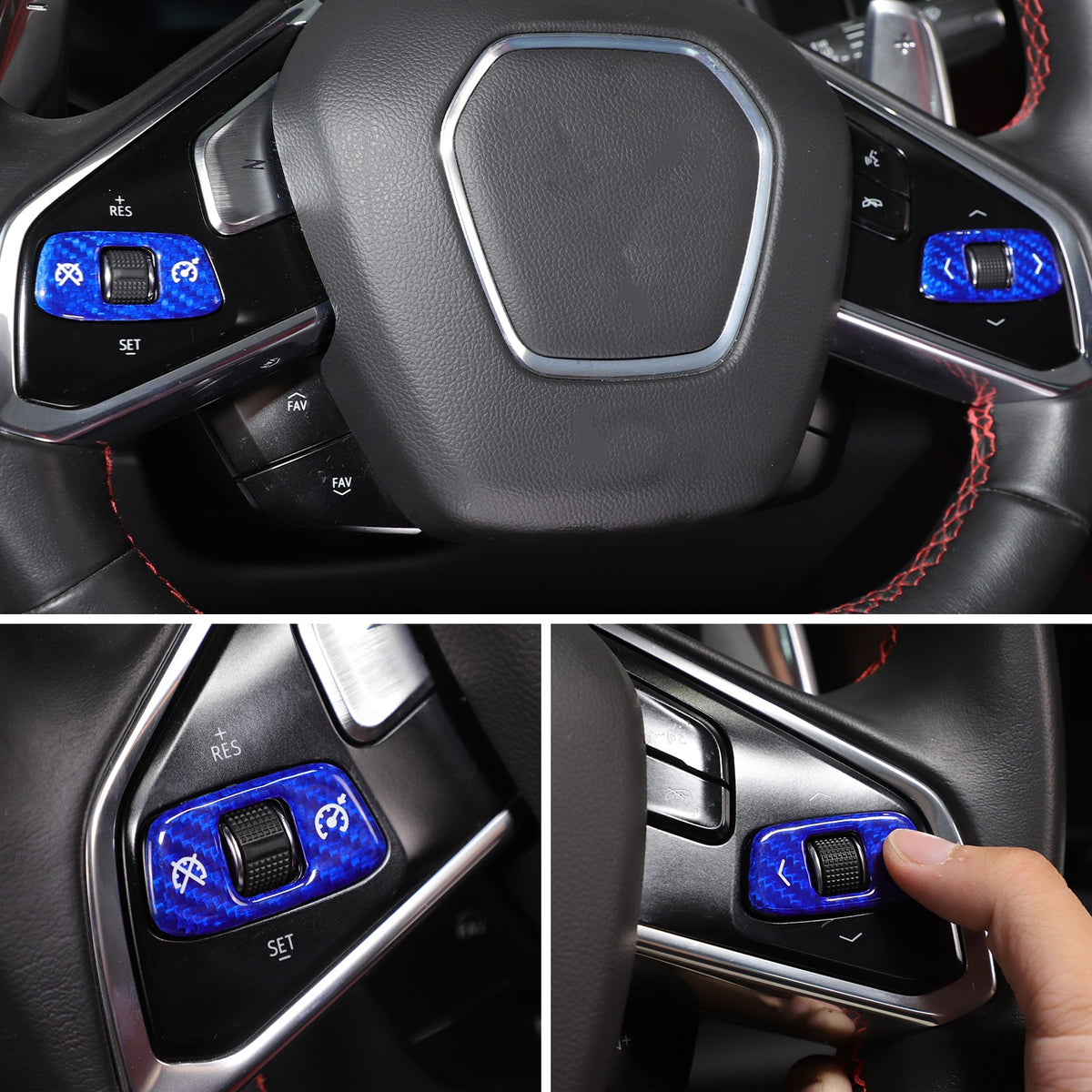 Blue Real Carbon Fiber Full Interior Set Decor Trim Kit for Corvette C8 20-25 - Variants 31-33 13