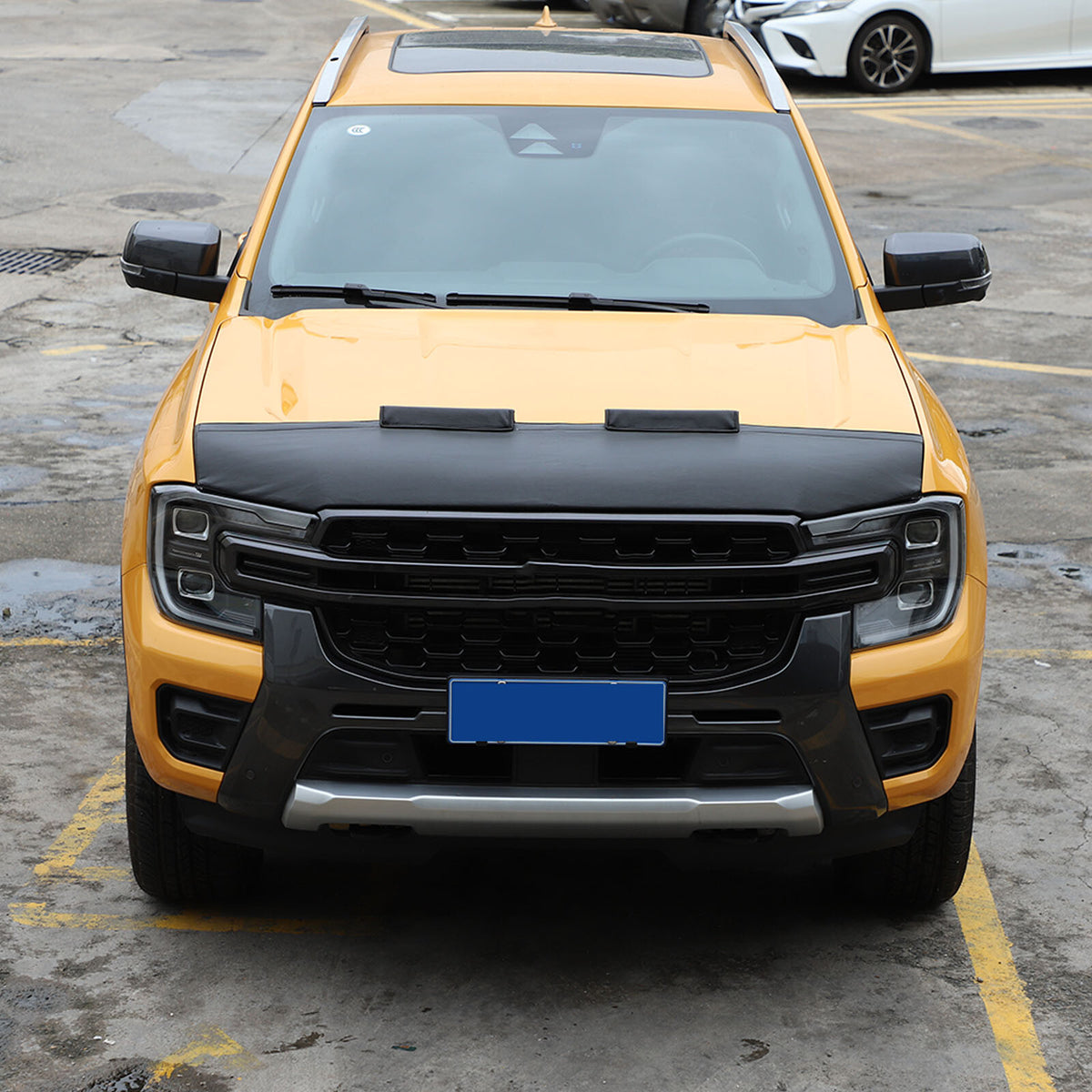 Front PU Leather Hood Cover Protector Bra Trim For Ford Ranger T9 2023-2024 5
