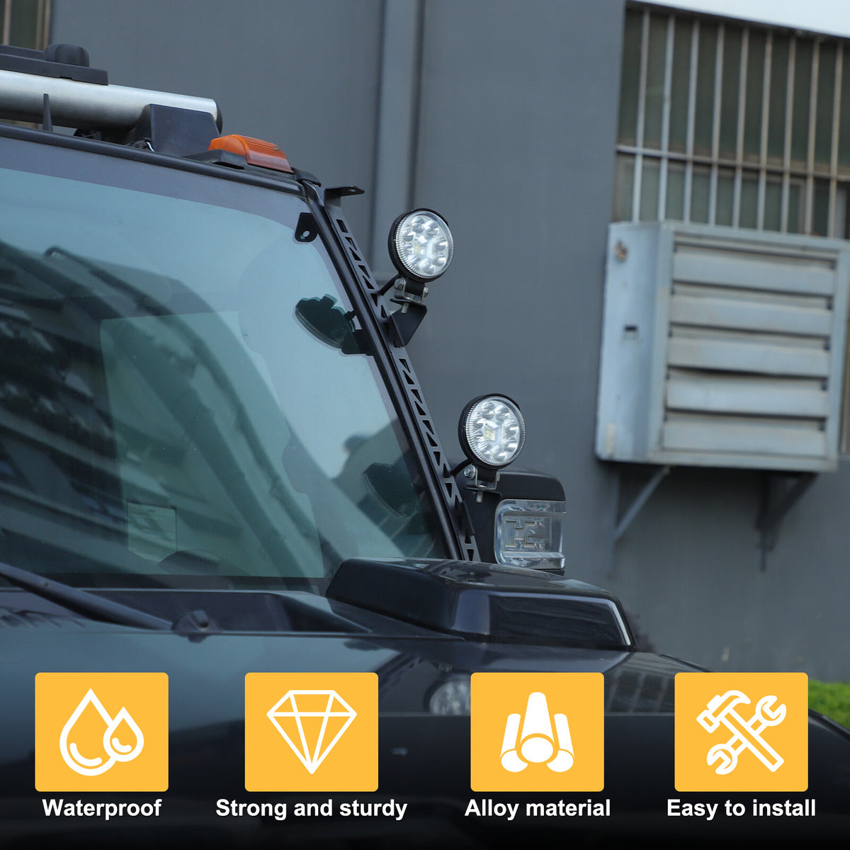 Carbon Steel A-Pillar LED Light Bar Mount Bracket For Hummer H2 2003-2009 7