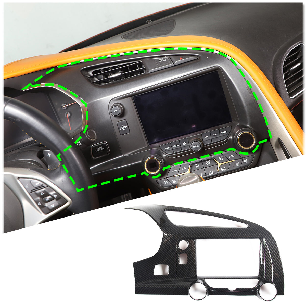 ABS Carbon Interior Center Dashboard AC Air Vent Cover For Corvette C7 14-19 8