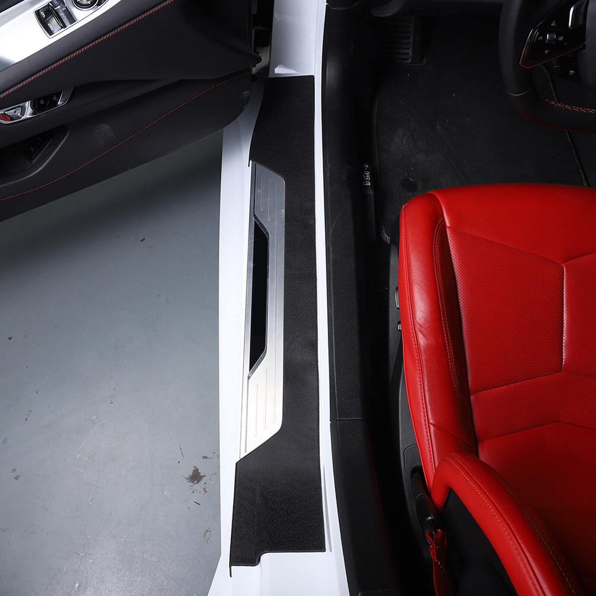 Black TPE Exterior Car Entry Guards Door Sill Cover Trim For Corvette C8 20-26 15