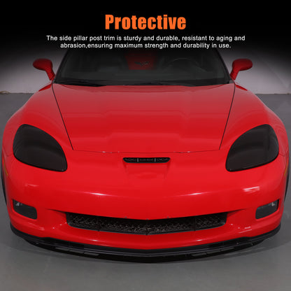Transparent Gray Smoked Front Headlight Blackout Trim For Corvette C6 2005-2013 24