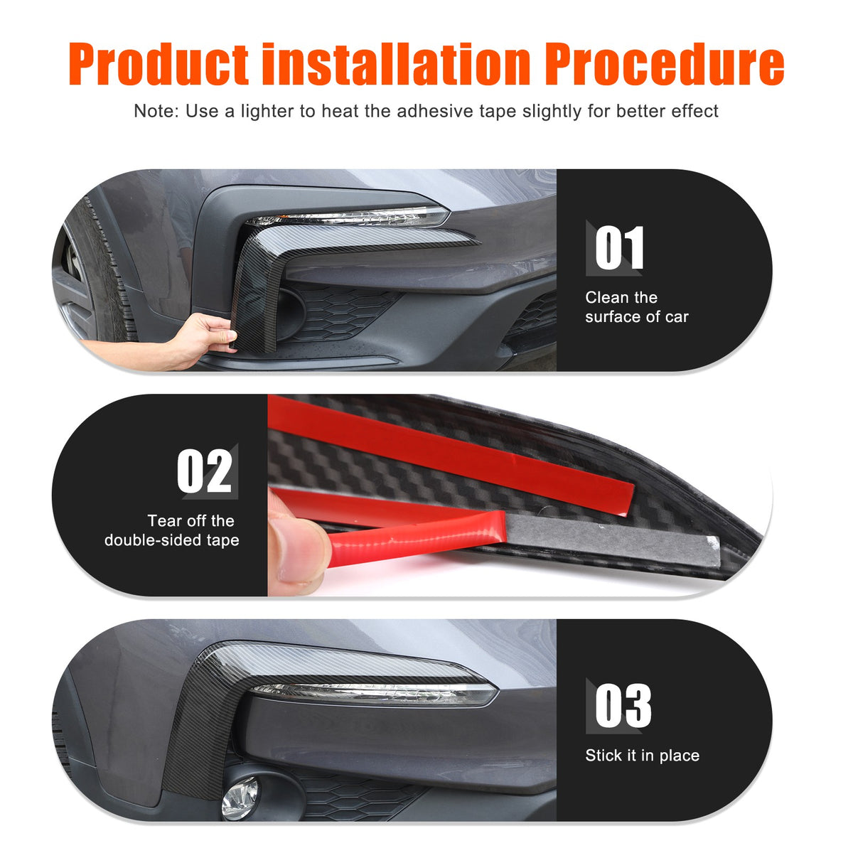 Carbon Fiber ABS Front Bumper Side Air Intake Trim For Honda Pilot 2015-2022 4