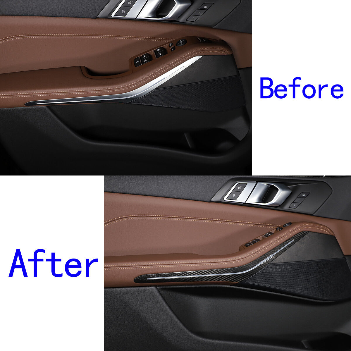 Carbon Fiber Inner Door Armrest light Handle Trim Cover for BMW X5 X7 19-21 12