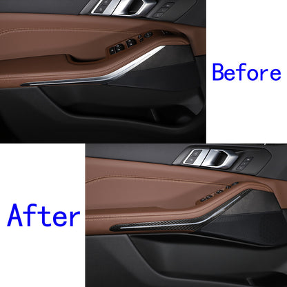 Carbon Fiber Inner Door Armrest light Handle Trim Cover for BMW X5 X7 19-21 12