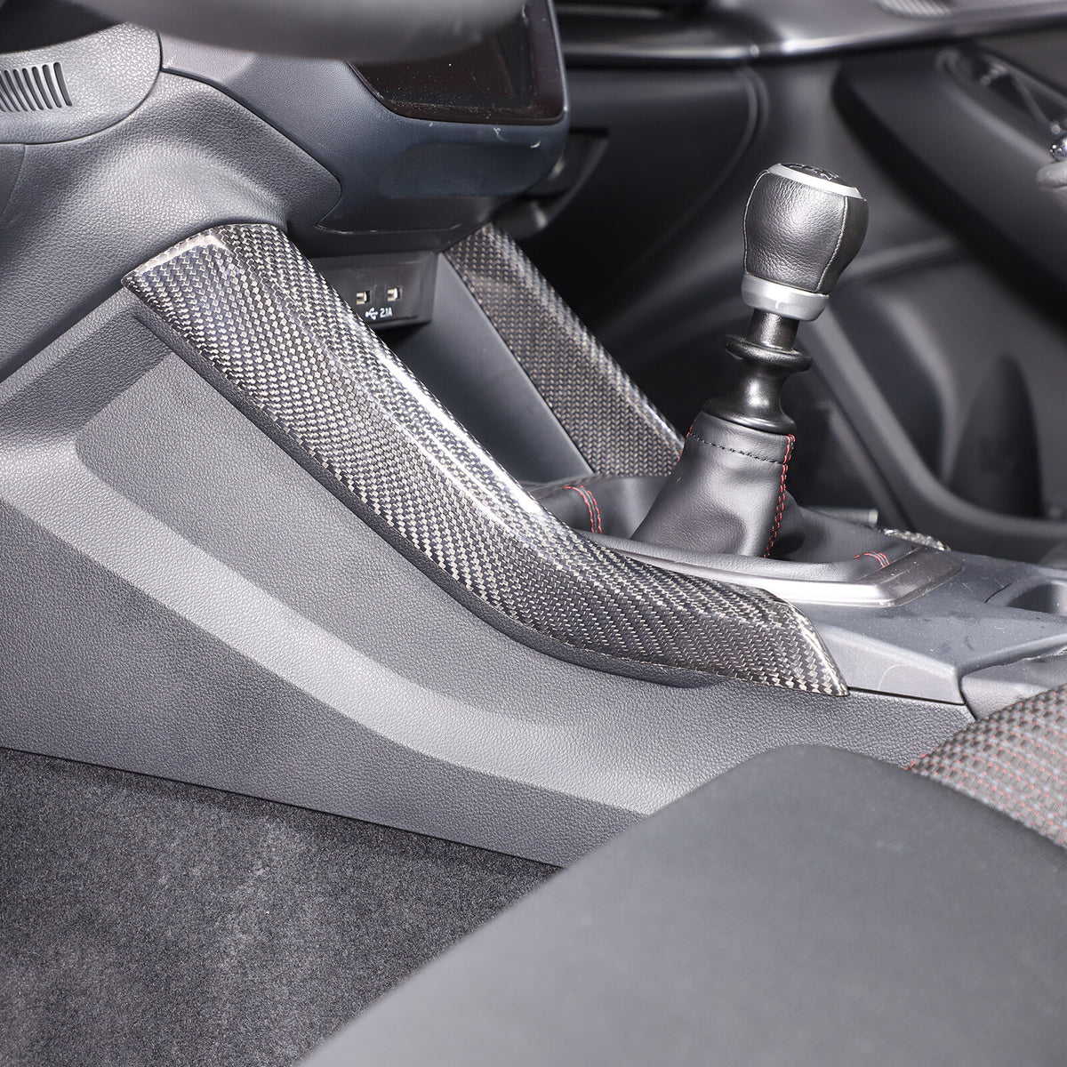 Real Carbon Fiber Side Gear Shift Box Cover Trim For Subaru WRX STI VB 2022-2024 9