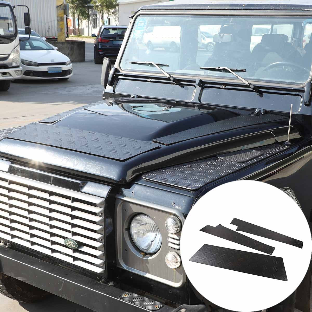 Black Alloy Front Hood Protection Plate Trim For LR Defender L316 2004-2018 1