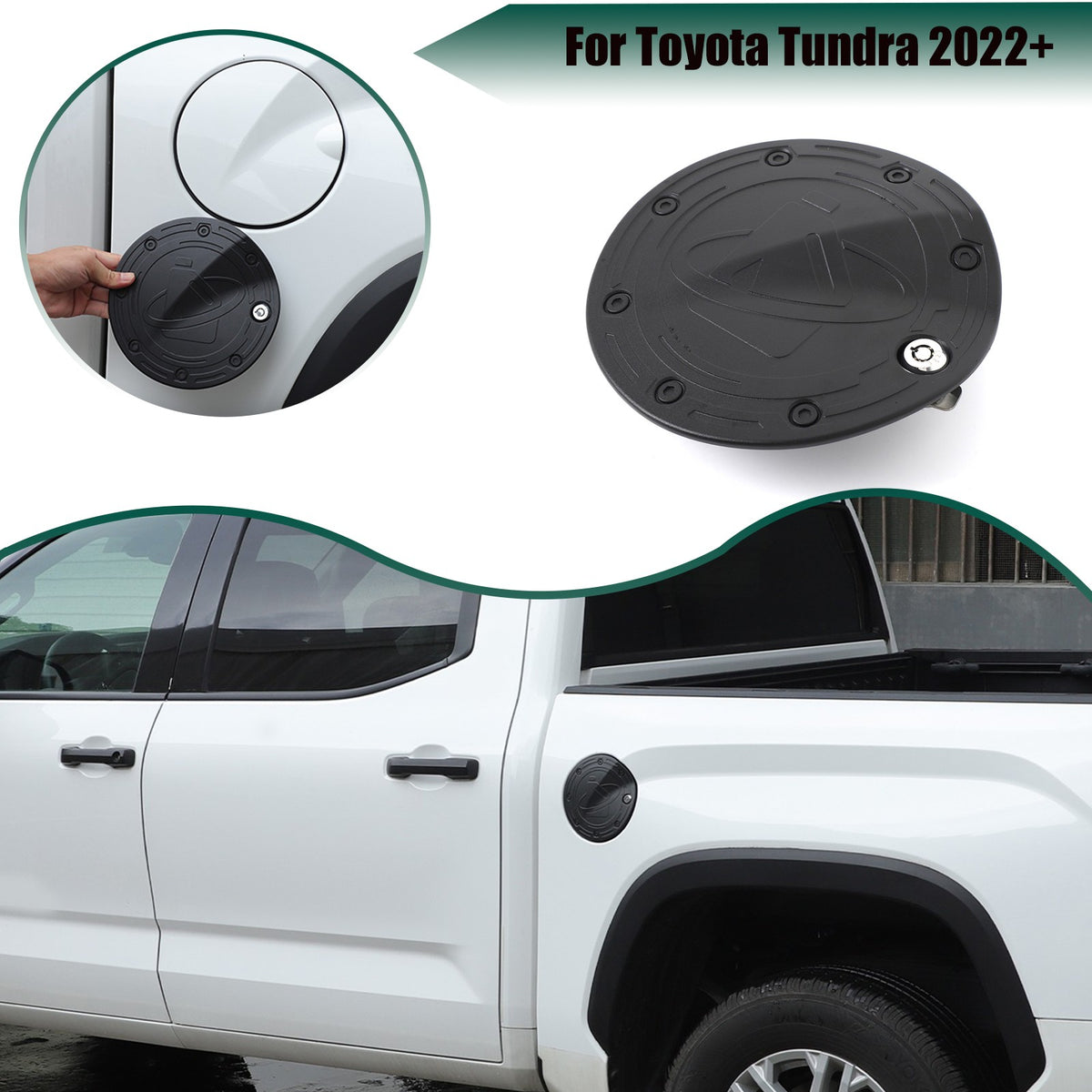 Steel Locking Fuel Door Black Gas Tank Cap Cover Lock Key For Toyota Tundra 22+ 1