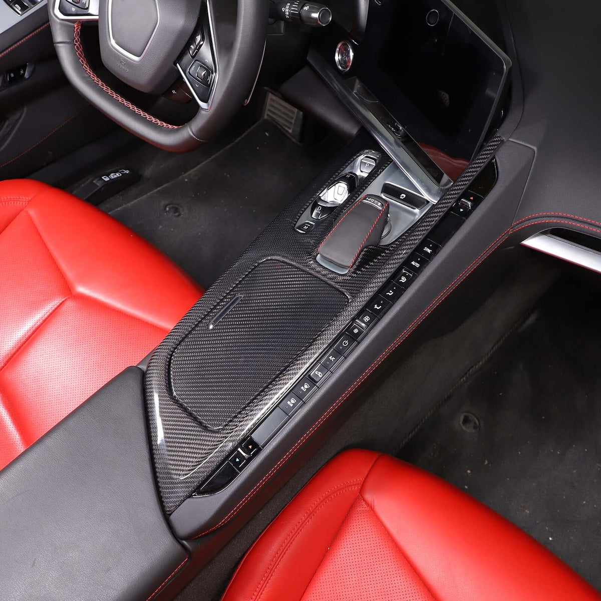 Real Carbon Fiber Console Gear Shift Panel Trim For C8 Corvette Z06 Z51 20-25 12