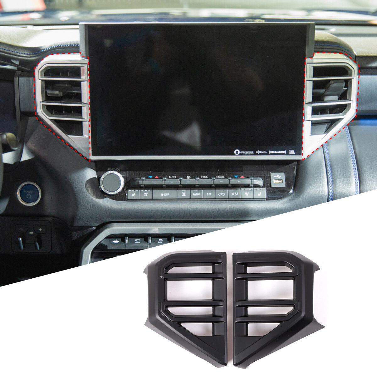 Matte Black ABS Interior Decoration Cover Trim Kit For Toyota Tundra 2022-26 US - Variants 6-10 27