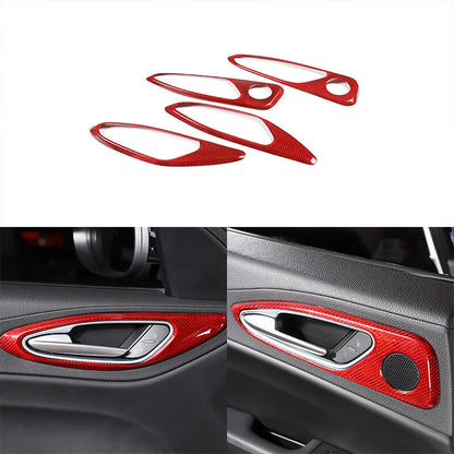 Red Carbon Fiber Style Inner Door Handle Frame Trim For Alfa Romeo Giulia 17-19 8