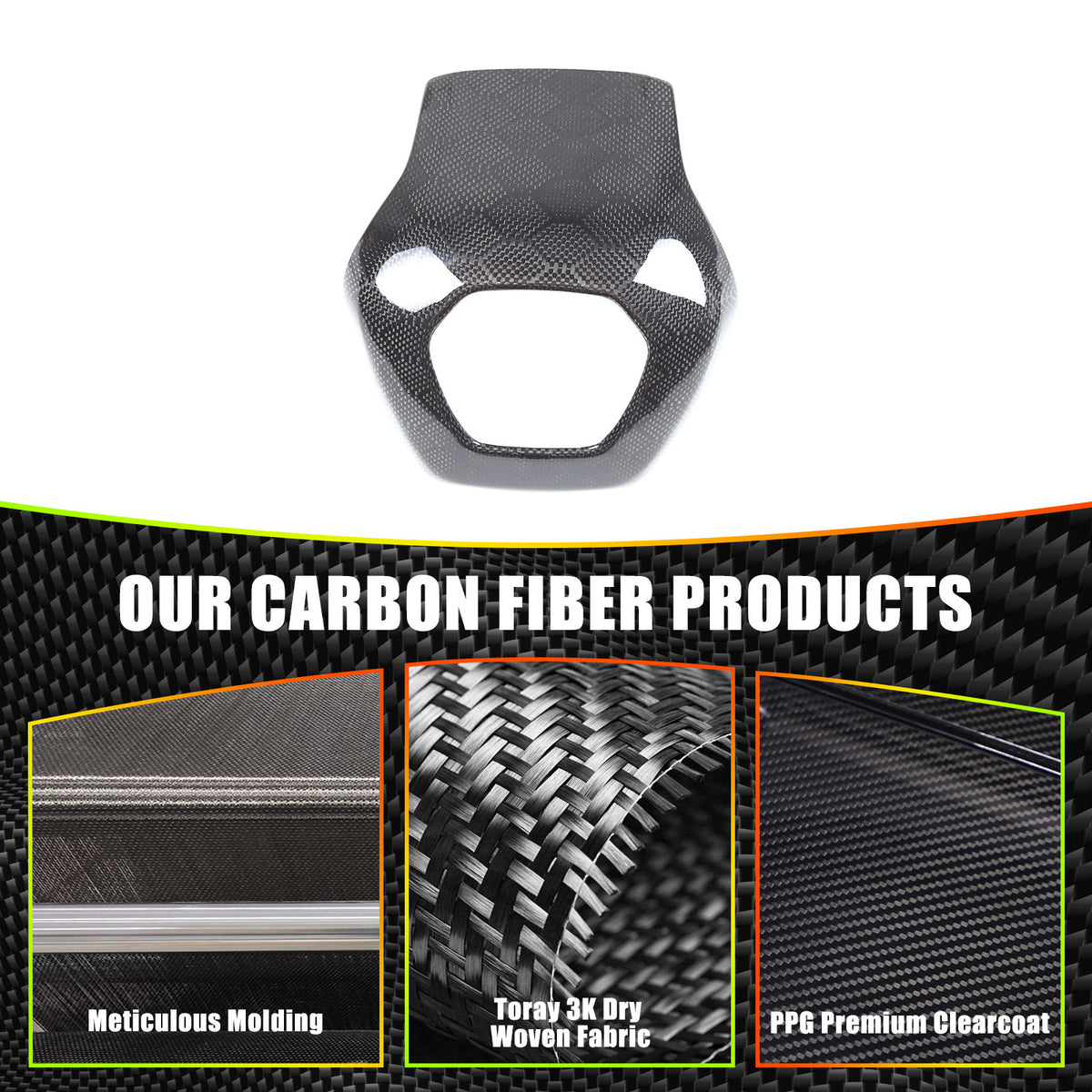 Real Honeycomb Carbon Fiber Steering Wheel Center Surround Cover For C8 Corvette 5