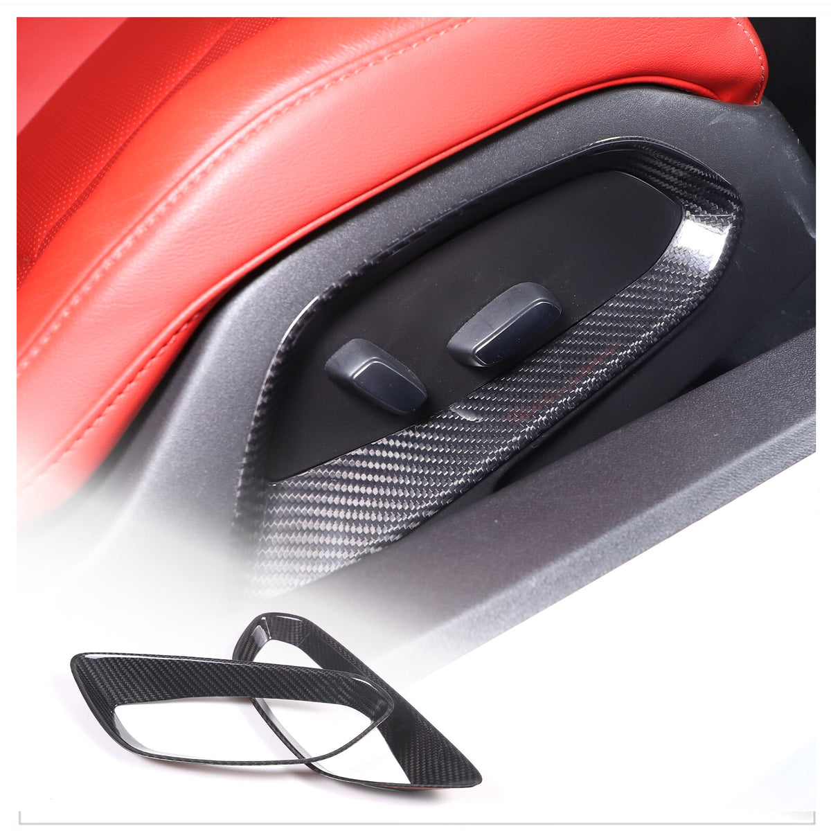 Real Carbon Fiber Seat Adjustment Button Trim Cover For Corvette C8 2020-26 US 5