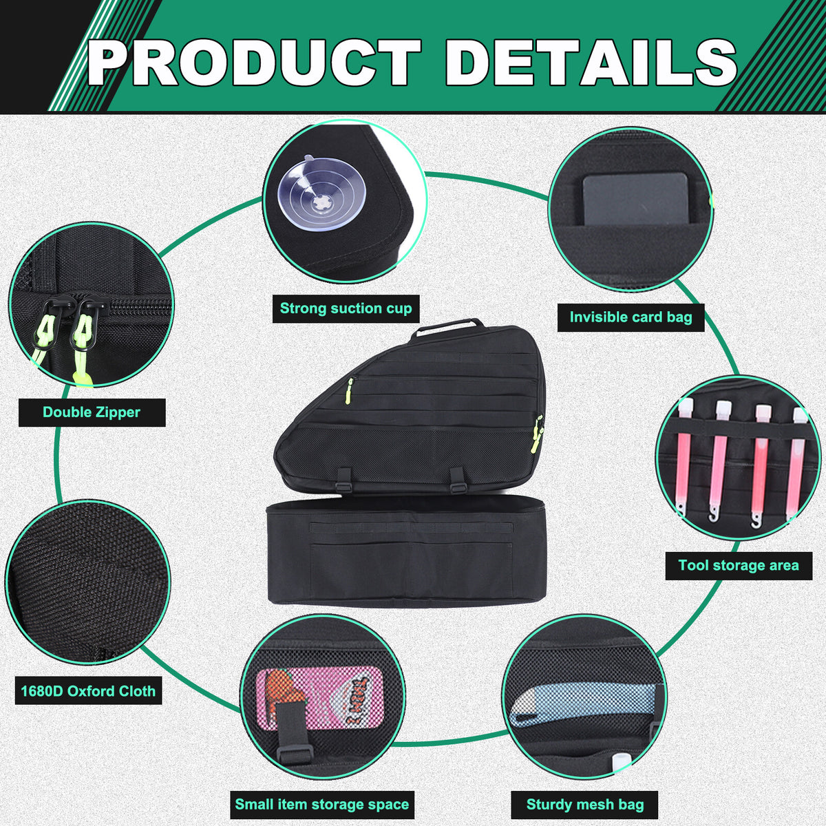 Black Rear Trunk Left Side Storage Bag Organizer For Honda Odyssey RB3 2014-24 10