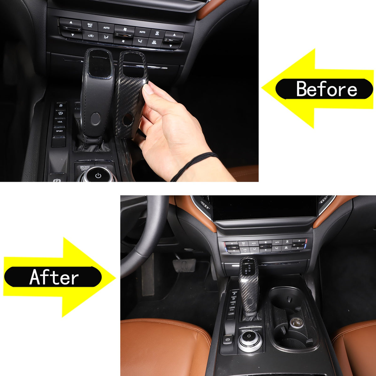 Real Carbon Fiber Gear Shift Knob Trim Set For Maserati Ghibli 2019-2023 11