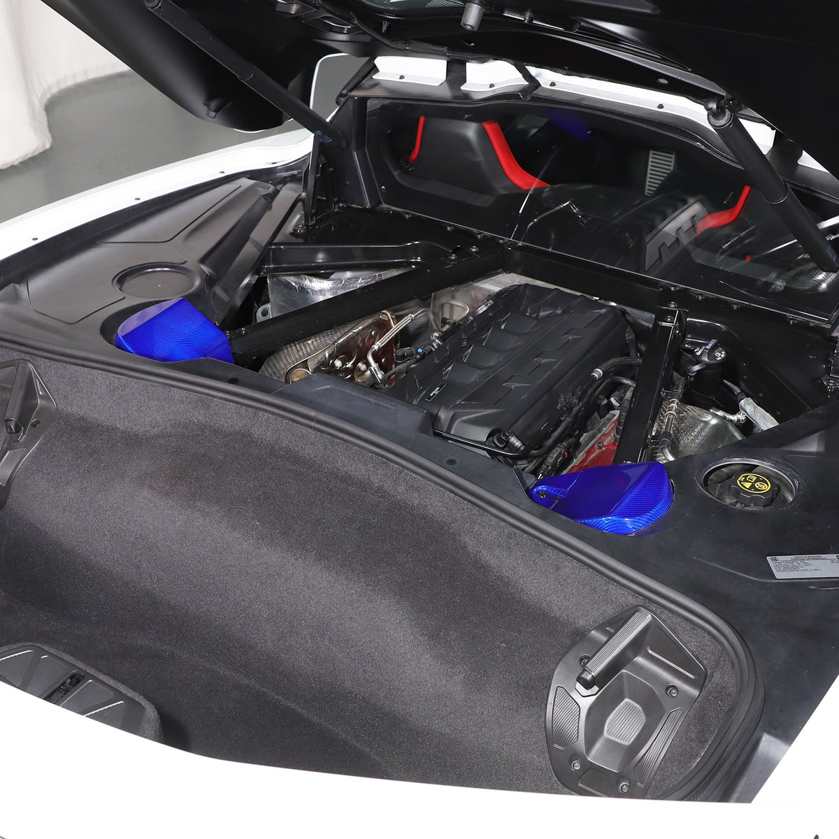 Blue Real Carbon Fiber Rear Strut Shock Tower Cover Mag Ride For Corvette C8 20+ 13