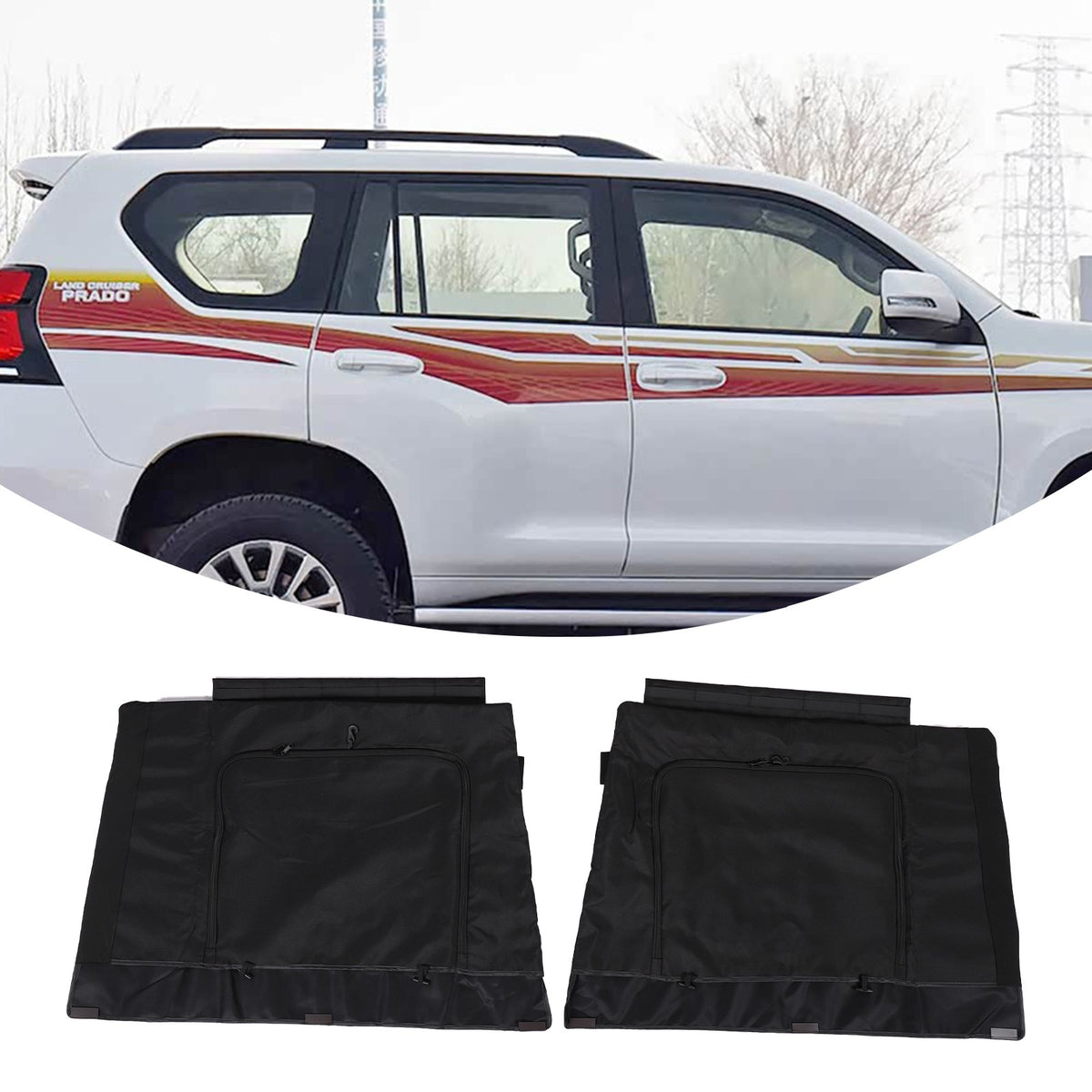 Rear Door Window Vent Visor Sunshade Cover Net For Toyota Prado J150 2010-2023 15