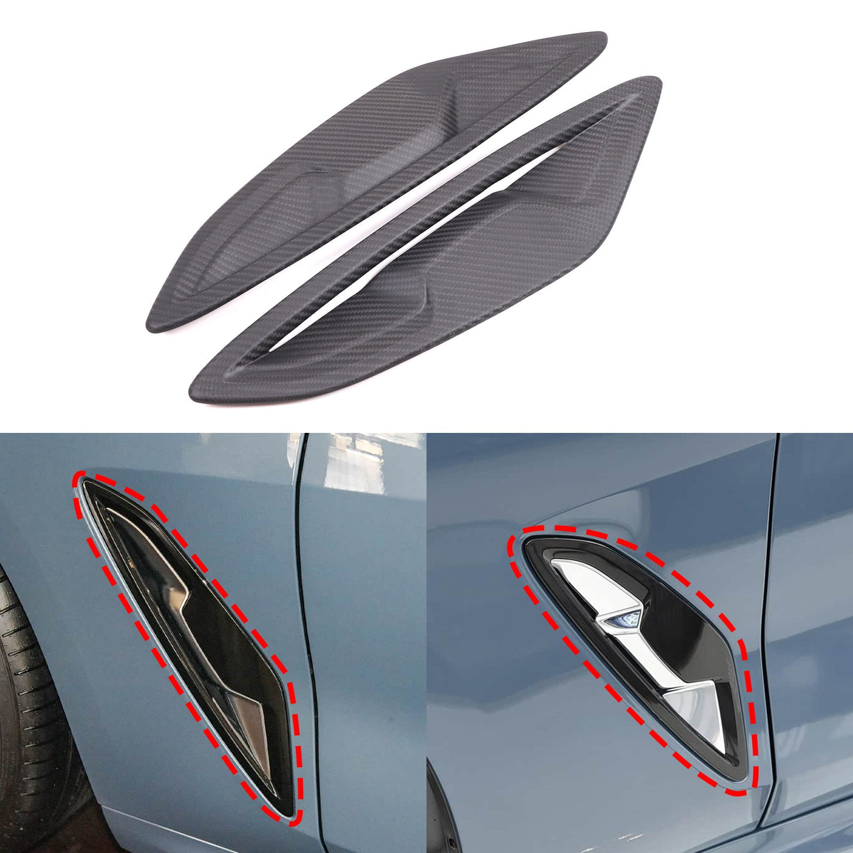 Matte Real Carbon Fiber Side Fender Trim For BMW 8 Series G14 G15 2019-2023 1