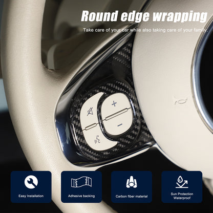 Real Carbon Fiber Steering Wheel Button Trim For Fiat 500 Abarth 595 695 2021-23 20