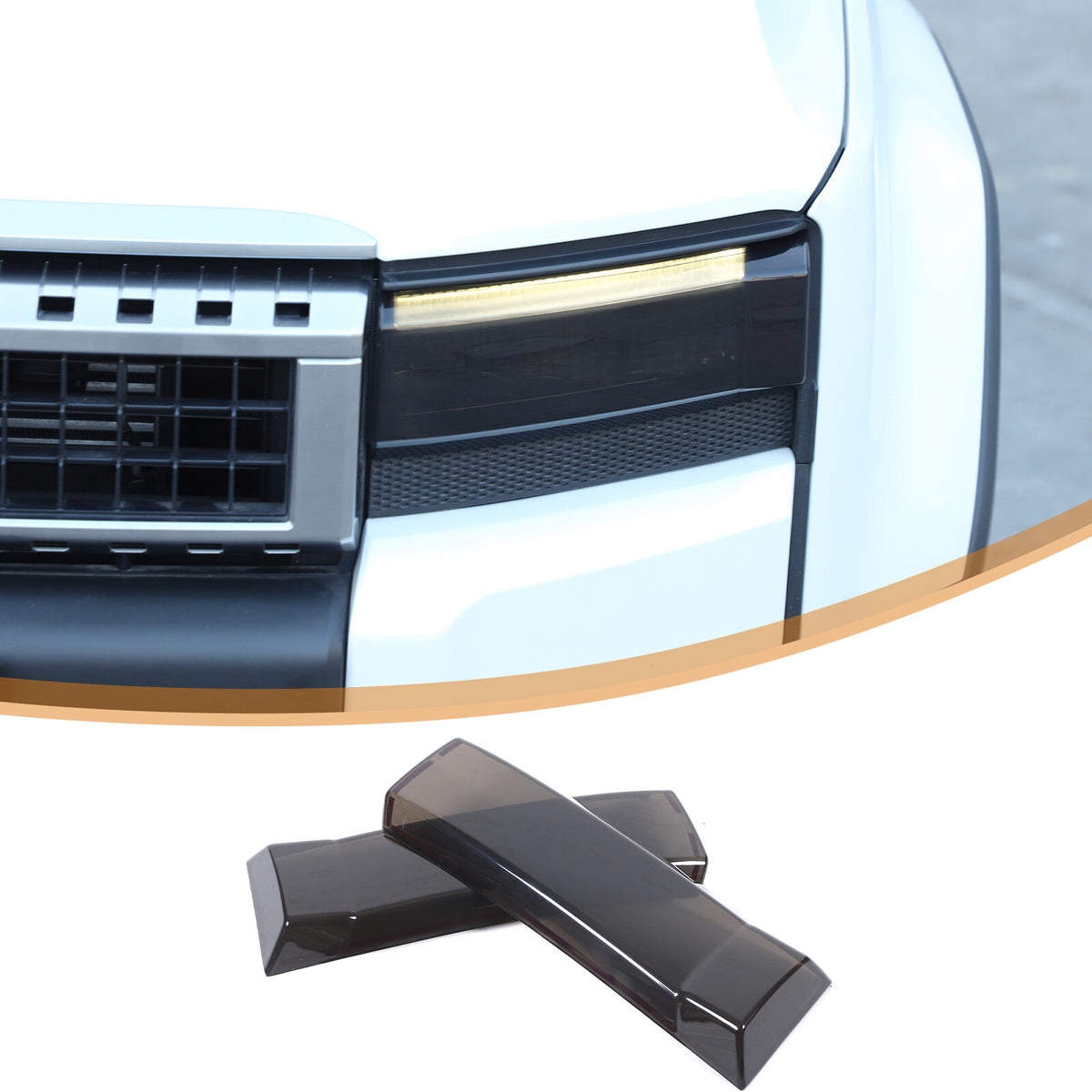 Black Smoked Front Headlight Len Cover For Toyota Land Cruiser LC250 24+ 21
