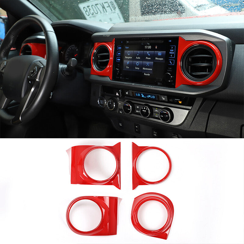 Sports Red ABS Interior Decoration Cover Trim Kit For Toyota Tacoma 2016-2022 US - Styles 6-10 3
