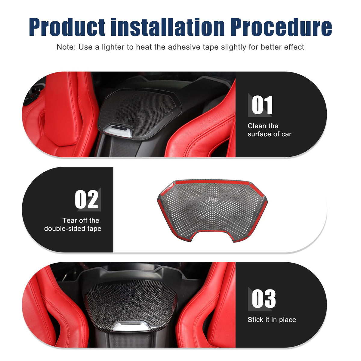 Real Carbon Fiber Rear Seat Single Speaker Grill Trim For Corvette C8 1LT 2020+ 3