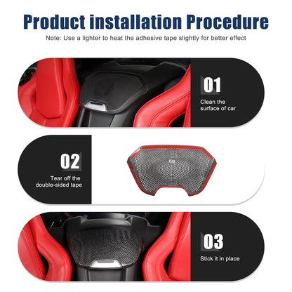 Real Carbon Fiber Rear Seat Single Speaker Grill Trim For Corvette C8 1LT 2020+ 3