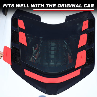 Red Rear Hatch Hood Car Wash Covers Air Vent Inserts For Corvette C8 2020-26 US 7